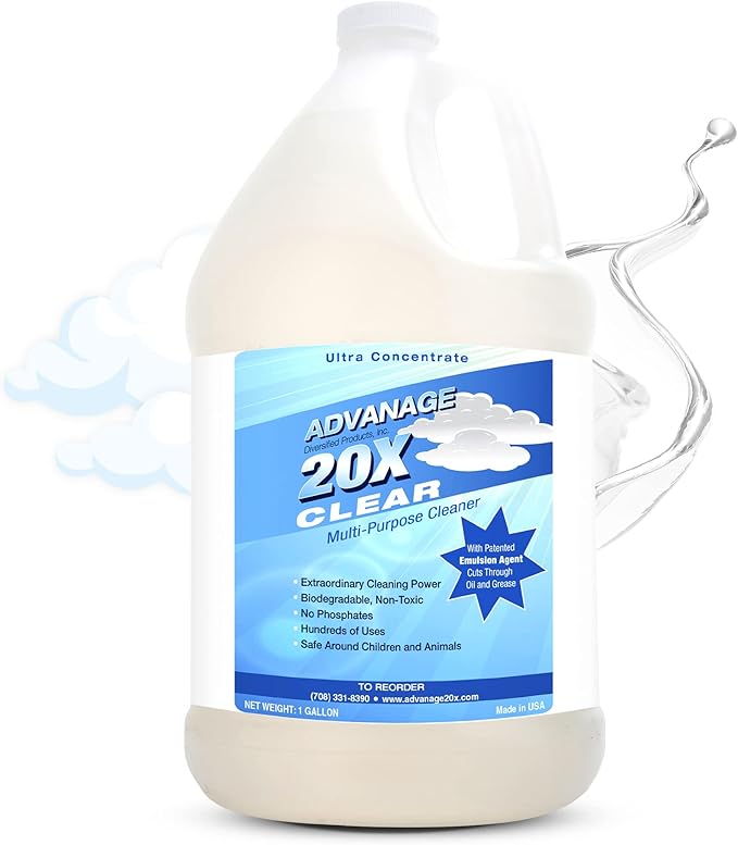 Advanage 20X All Purpose Cleaner Concentrate - The Wonder Cleaner Unscented for All Surfaces Around Bathroom, Kitchen, Oil and Grease | Multi Purpose Cleaner for Household Cleaning Solution, 128 Fl Oz
