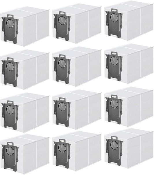12 Packs Dust Bags Compatible with Roborock QV 35S/35A/Qrevo S5V/Saros 10/ 10R/Q Revo/Qrevo S/Qrevo 2R3W/Pro/MaxV/Master/Plus/S8 Max Ultra/S8 MaxV Ultra/Qrevo Slim Vacuum Cleaner, 3L Capacity