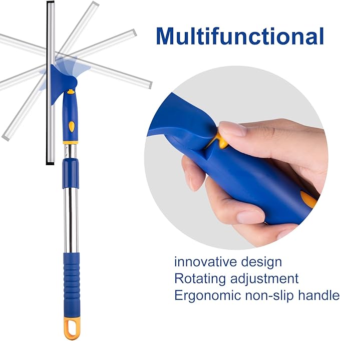 ITTAHO 14" Shower Squeegee for Glass Doors, All-Purpose Extendable Squeegee for Shower Glass with 2 Blades,Window Squeegee,Window Cleaner Tool for Shower Doors, Windows, Bathroom and Car Windshields