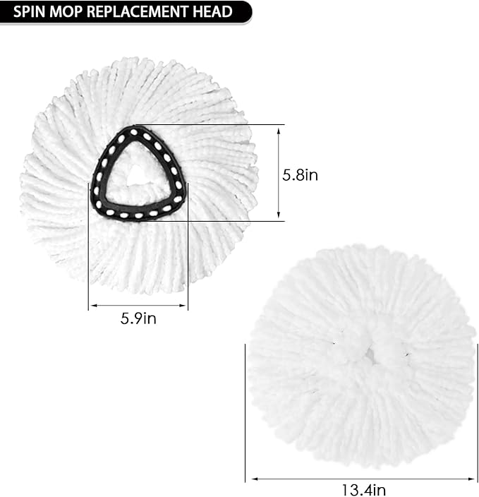 20Pack Spin Mop Replacement Heads,Spinning Mop Replace Head for Floor Cleaning, 100% Microfiber Mop Head Replacement Compatible with Triangle Spin Mop Refill for Easy Wring Mop,White