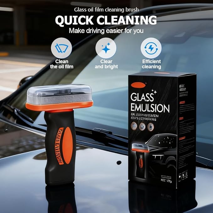 q4 Glass Cleaner, 2026 New Glass Emulsion Oil Film Purification for Glasses Surfaces, Multi‑Surface Oil Film Cleaning Brush for Auto & Household Glass – Glass Cleaning Board (3Pcs)