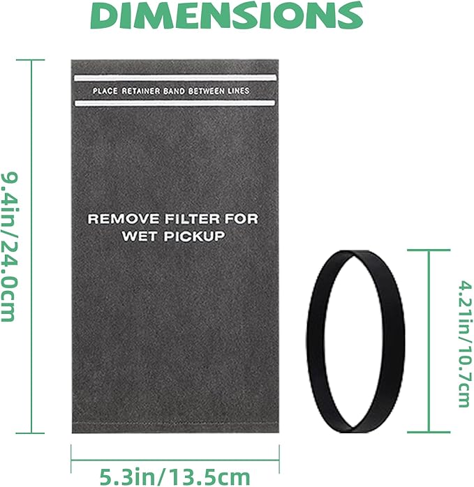 9 Pack 38737 Dust Filter Bags Replacement for Craftsman 2 to 2.5 Gallon Wet/Dry Vacuums and Powerhead Bucket Vac, with 3 Retaining Bands, Part# 9-38737/CMXZVBE38737