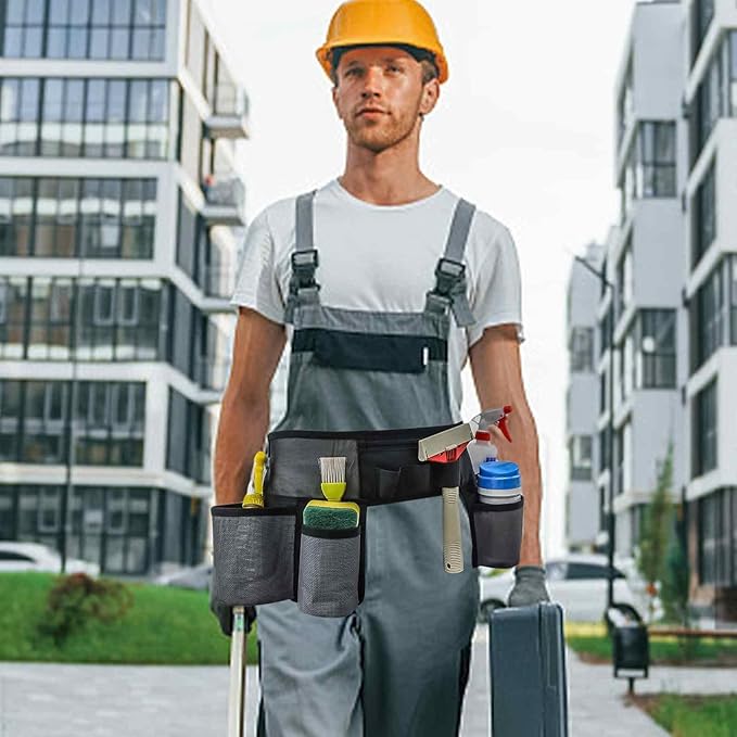 Cleaning Apron Belt - Multipurpose Heavy Duty Logic Station, Utility Pouch Costume, Tool Holster, Fabric Accessory Case Sets | for Scissors Bottle Brush Women Men Home Garden Hotel Work