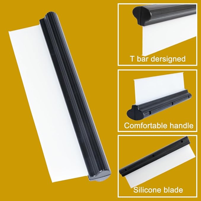 Car Squeegee,12 inch Silicone Squeegee, 2 Pack Automotive Water Wiper for Car Drying,Flexible T-Bar Water Blade for Car,Windshield,Glass,Window,Mirror,Bathroom,Auto Squeegee (Yellow+Black)