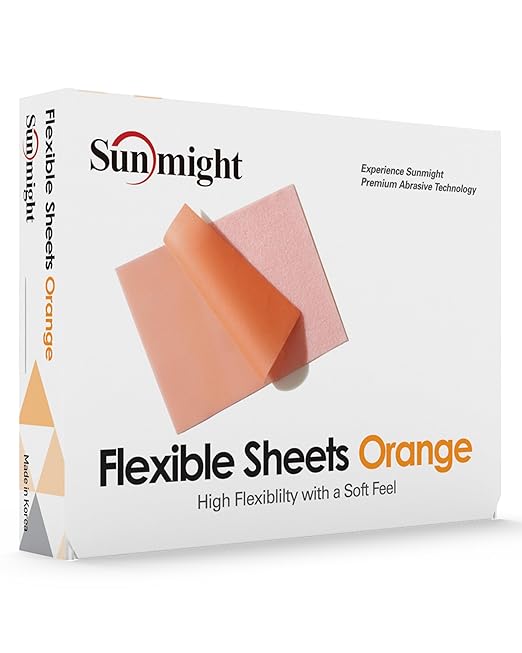 Sunmight 1500G Grip 25 Flexible Sanding Sheets - Premium Aluminum Oxide - Flexible Sandpaper Film Backing - Ceramic Alumina Grit - Sandpaper for Wood, Metal, Plastic & Automotive