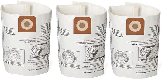 Pack 3 Vacuum Bags For Craftsman 16 to 20 gallon Shop Vac and Ridgid 16 Gal Shopvac Dust Collection Bags, CMXZVBE38749 Replacement Parts 38749 Accessories Kit