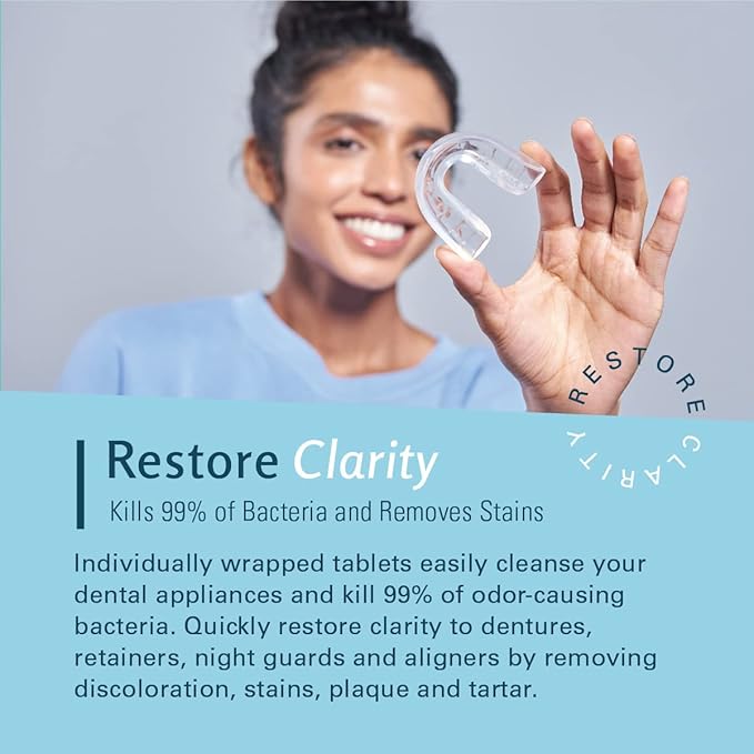 Retainer and Denture Cleansers 240 Tablets Removes Bad Odors Discoloration Stains Plaque for Cleaning Invisalign Mouth Guard Night Guard and Removable Dental Appliances by M3