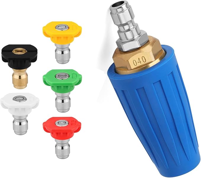 Turbo Nozzle Pressure Washer Tips,4000 PSI 4.0 GPM 4.0 Orifice,with 5 Pieces Spray Tips Kit Multiple Degrees(0, 15, 25, 40, 65 Degrees)(Blue-Single nozzle)