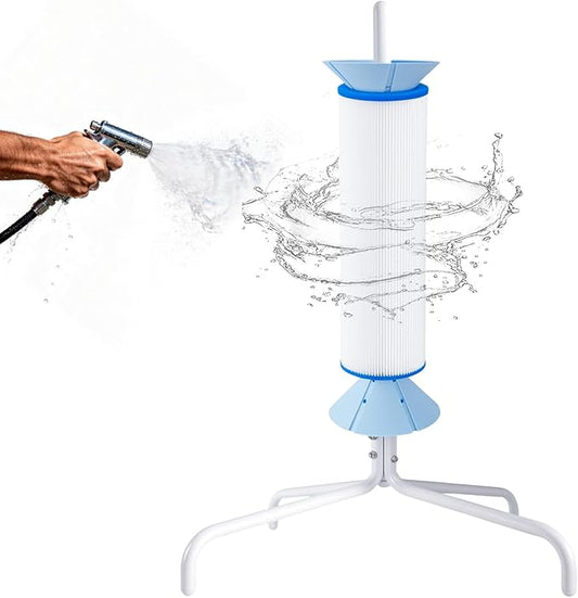Pool Cartridge Filter Cleaning Stand Compatible with 3, 4, Or 6 Inch Swimming Pool Cartridges 360° Rotating Cleaning No Bending Required Say Goodbye to Manual Scrubbing Water Saving Design