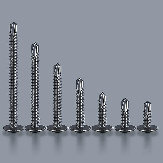 (300 pcs) Wensilon #10×3/4” for Sheet Metal Self-Tapping Screws 410 Black Stainless Steel Truss Head High-Strength Quick Tapping