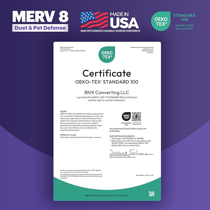 BNX TruFilter 14x20x1 Air Filter MERV 8 (12-Pack) - MADE IN USA – Dust & Pet Defense Electrostatic Pleated Air Conditioner HVAC AC Furnace Filters for Dust, Pet, Mold, Pollen MPR 600 – 700 & FPR 5