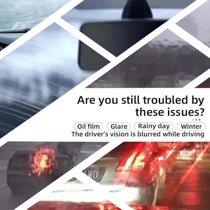 Glass Oil Film Remover for Car, Roll-On Glass Compound with Cleaning Board, Removes Oil Film, Improve Windshield Clarity for Safe Driving