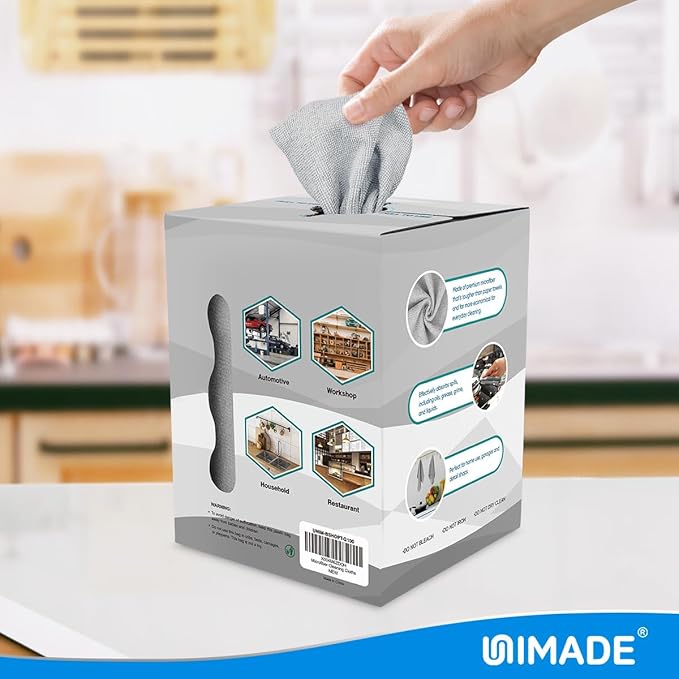 Microfiber Cleaning Cloth, 100 Sheets Microfiber Towels for Cars Commercial Grade Washcloths Lint-Free Bulk Shop Towel Cleaning Rags for Mechanic Restaurant Garage Housekeeping, 11"x 9", Grey