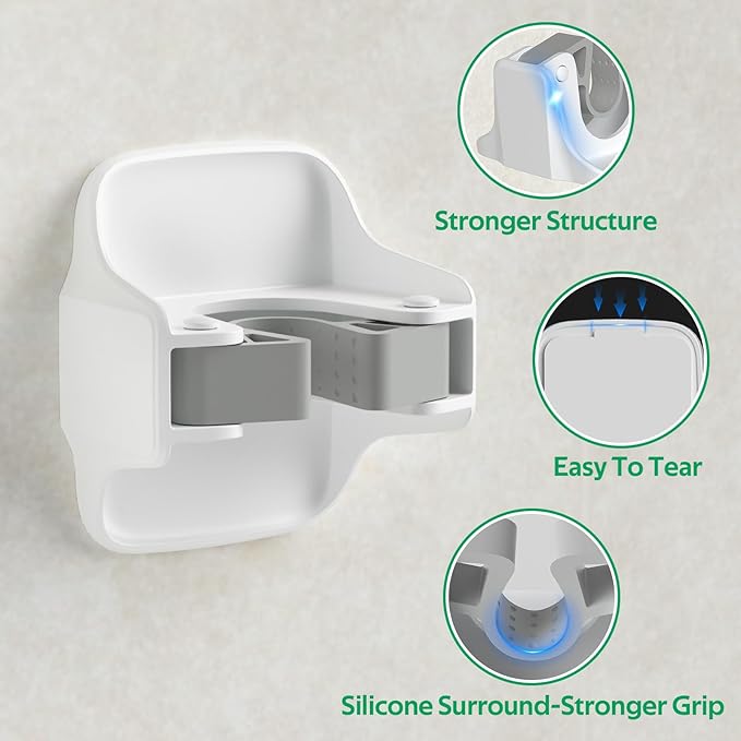 reliahom 5 Pack Broom Holder Wall Mount Mop Grippers No Drilling Self Adhesive Anti-Slip Mop Handle Hanger Dustpan and Broom Organizer Garage Storage Racks-White