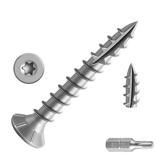 #8 * 1" 304 Stainless Steel Deck Screws, (1585pcs) 5 lbs.Exterior Wood Screws, Rust Resistant Epoxy Coated, Bronze, T20 Star Bit