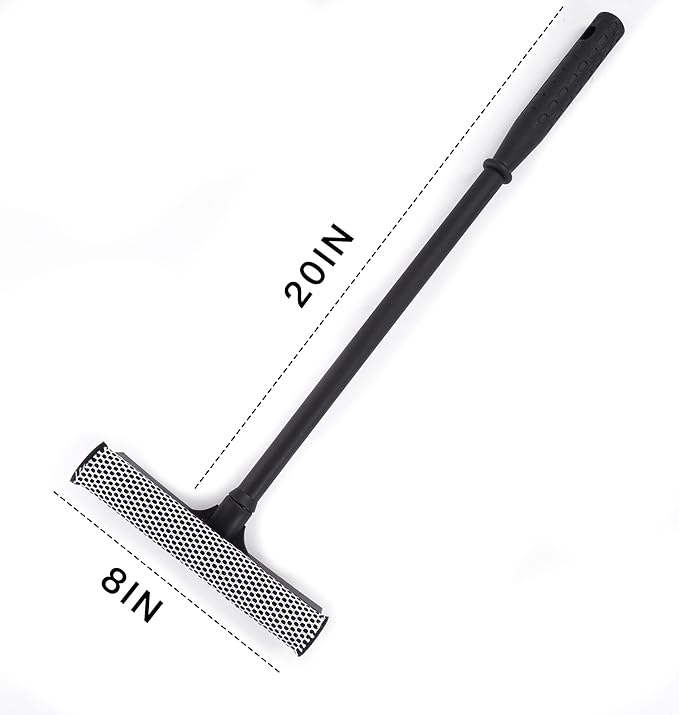 Matthew Cleaning All Purpose Window Squeegee Window Cleaner Tool,Car Squeegee Windshield Cleaning Sponge and Rubber Squeegee,2-in-1 Window Cleaner Sponge(10'') and Soft Rubber with Pole 20’’ (12Pack)