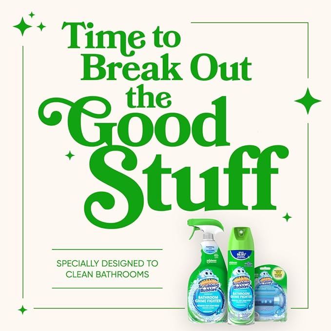 Scrubbing Bubbles Bathroom Grime Fighter Aerosol, Rainshower, 20 oz, 2 Count
