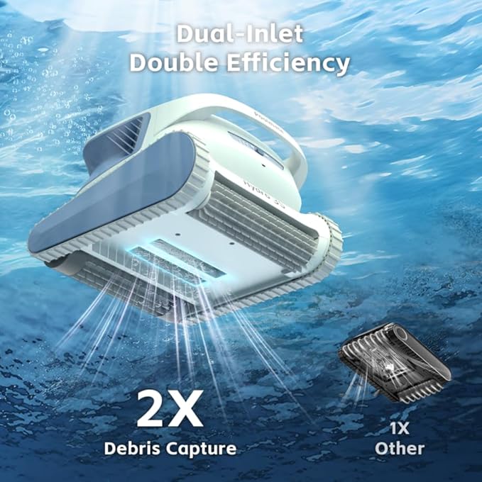 Hydro 3S Robotic Pool Cleaner, Cordless Automatic Pool Vacuum for Inground and Above Ground Pools, Smart Navigation, 300Min Runtime, Wall/Waterline Cleaning, Large Filter Basket, 4 Cleaning Modes