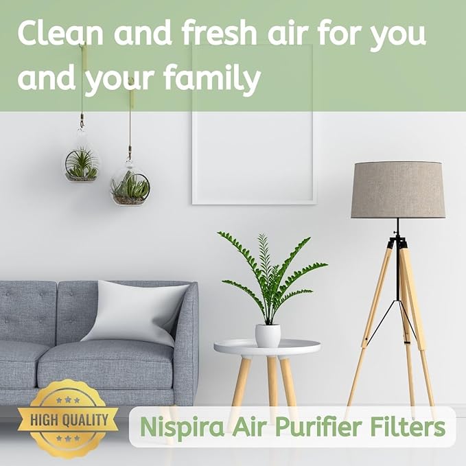 Nispira True HEPA Filter (Small) with 4 Pre-Carbon Filters Compatible with Whirlpool Whispure Air Purifier Models AP150 AP250 AP25030K APR25530L Compared to Part # 1183051 1183051K Small Filter. 1 Set