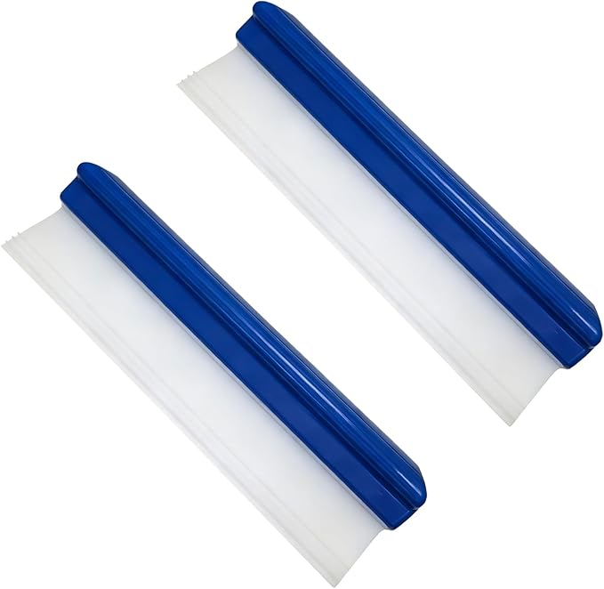 2pack 12inch Car Drying Squeegee Water Blade Universal Quick Drying Squeegee Wiper Flexible T-Bar Water Blade Silicone Squeegee for Car,Glass,Windshield,Bathroom Blue Handle