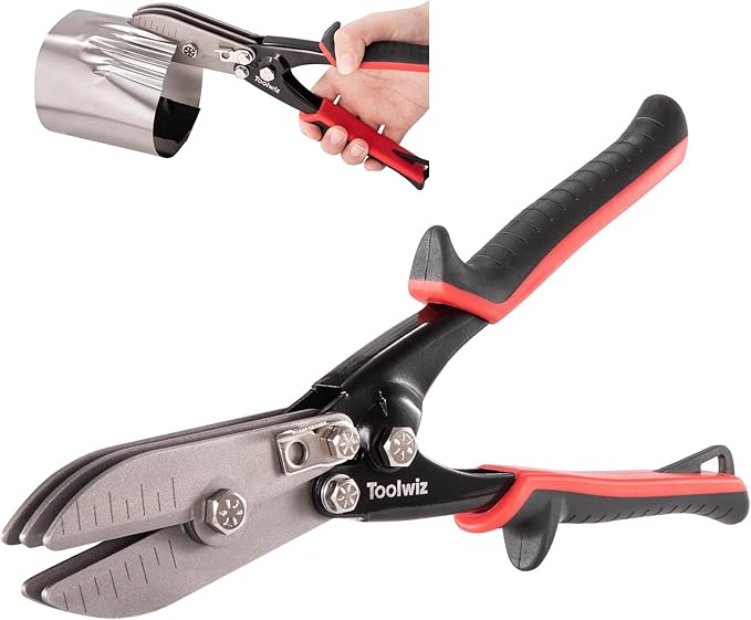 Toolwiz 5 Blade Sheet Metal Tools, Duct Crimping Tool for 24-26 Gauge Downspout, Stove Pipe, Stainless Steel, Ventilation Duct Systems, 10-1/2" HVAC Sheet Metal Crimper Efficient Pipe Crimper