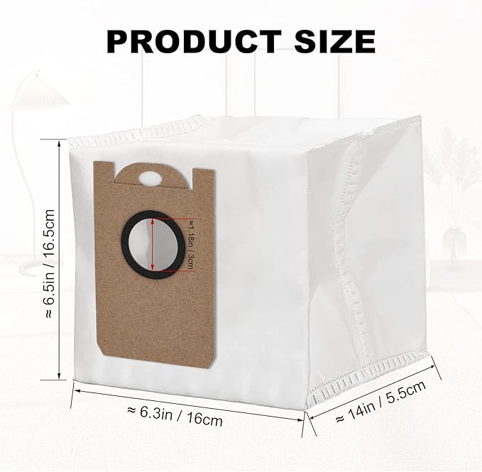 Dust Bags for iHome Nova - for Kyvol Cybovac S31 - for Uoni V980 Plus Q6 - for M7 Pro M8 Max - for Neabot NoMo N1+/N1 Plus/N2 Robot Cleaner -2.5L Capacity Disposable Replacement Vacuum Bags-6 Pack