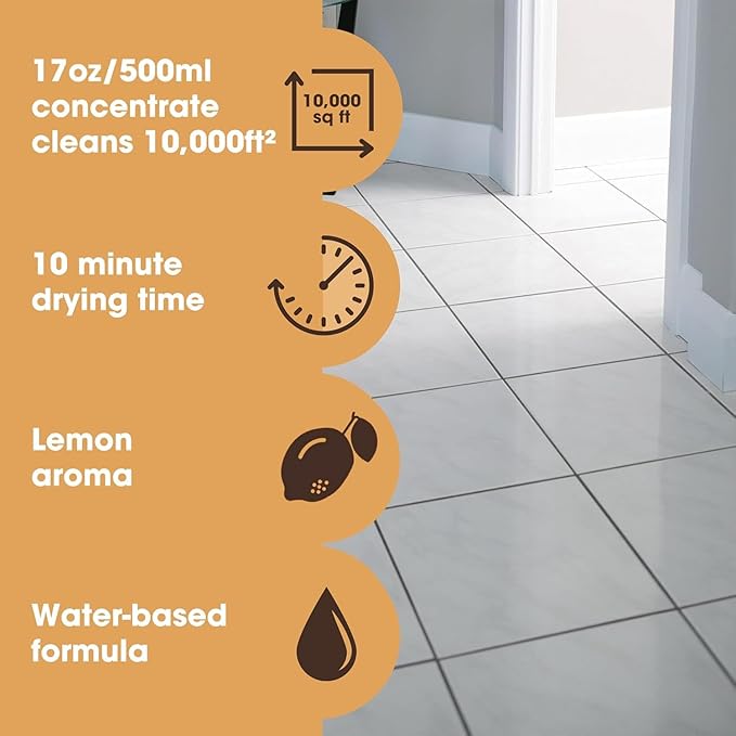 Furniture Clinic Stone & Tile Floor Cleaner | Dilutes to 170 FL Oz | Easy and Safe Application | Quick-Drying with Lemon Aroma | 17oz / 500ml