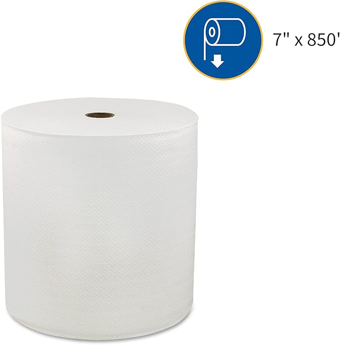 Genuine Joe Hardwound Roll Towels, White, 7" x 850', 6 Count