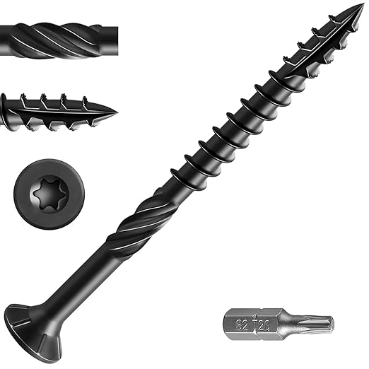 #10 * 3" Black Deck Screws, (137pcs) 2 lbs.Exterior Wood Screws, Rust Resistant epoxy Coated, Bronze, T25 Star Bit