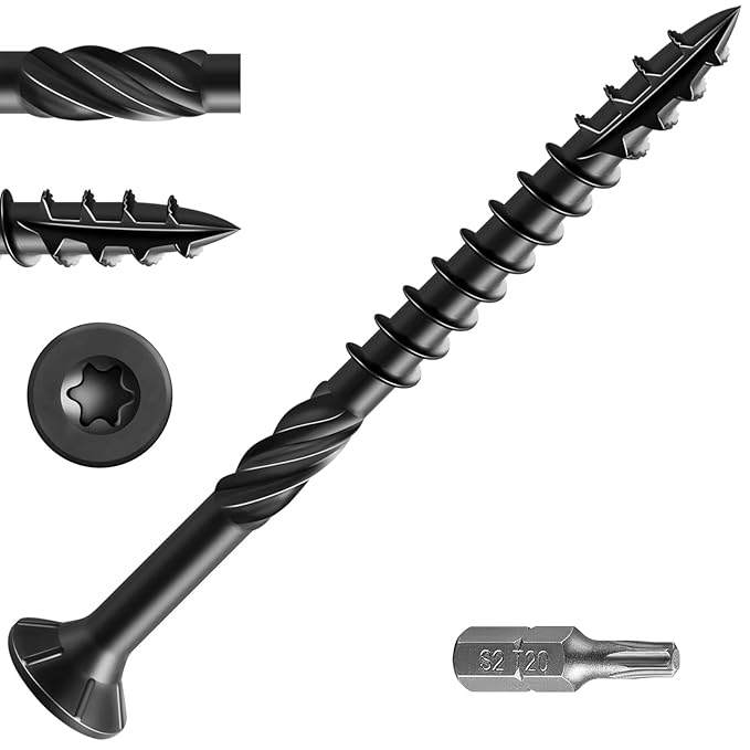 #10 * 3" Black Deck Screws, (68pcs) 1 lbs.Exterior Wood Screws, Rust Resistant Epoxy Coated, Bronze, T20 Star Bit