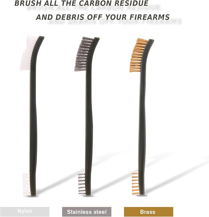 20 Pcs Gun Cleaning Brushes & Picks Kit Set Brass Steel Nylon Double Ended Gun Cleaning Brushes Stainless Steel Pick Set - Brass Steel Nylon Bristle Brushes