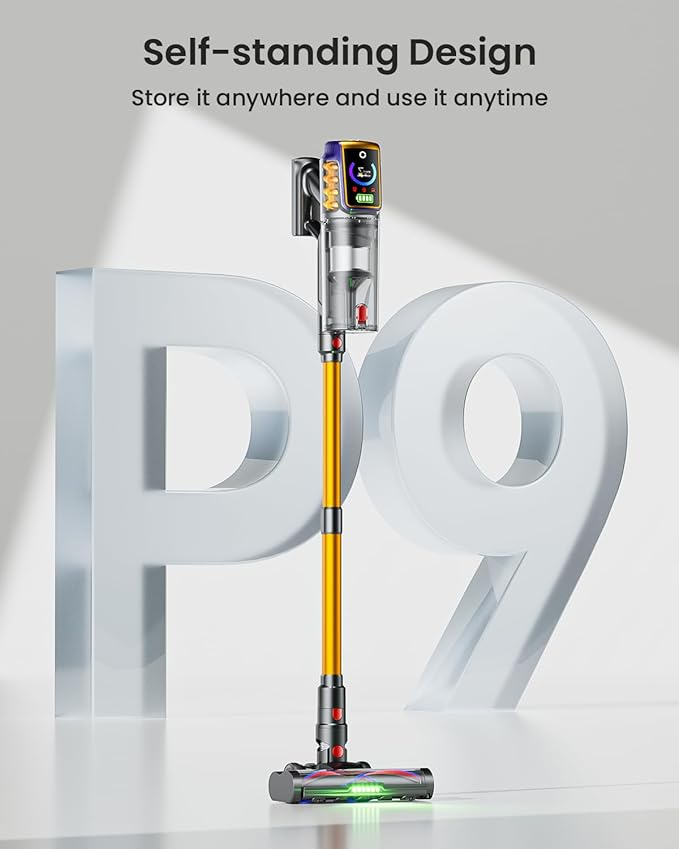 Cordless Vacuum Cleaner,55KPa 650W 65Mins Vacuum Cleaners for Home,Stick Vacuum with LED Display Anti tangle Brush and Self Standing Design,Vacuum Cleaner for Hardwood Floors,Carpet,Pet Hair,Car