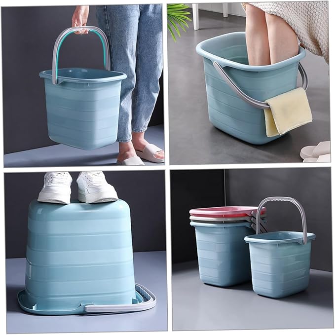TEHAUX Small Plastic Bucket with Handle 11l Multipurpose Water Container for Home Cleaning Mop Bucket Portable Water Holder for Laundry and Bath Use