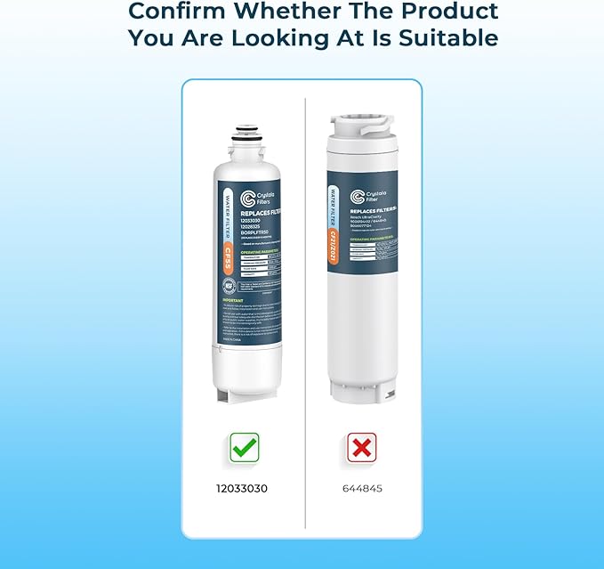 Crystala Filters BORPLFTR50 Replacement for Bosch Ultra Clarity Pro Water Filter, Compatible 12033030, 11032531, 11025825, 12028325, BORPLFTR55, WFC100MF, WFS200MF(2 Pack)