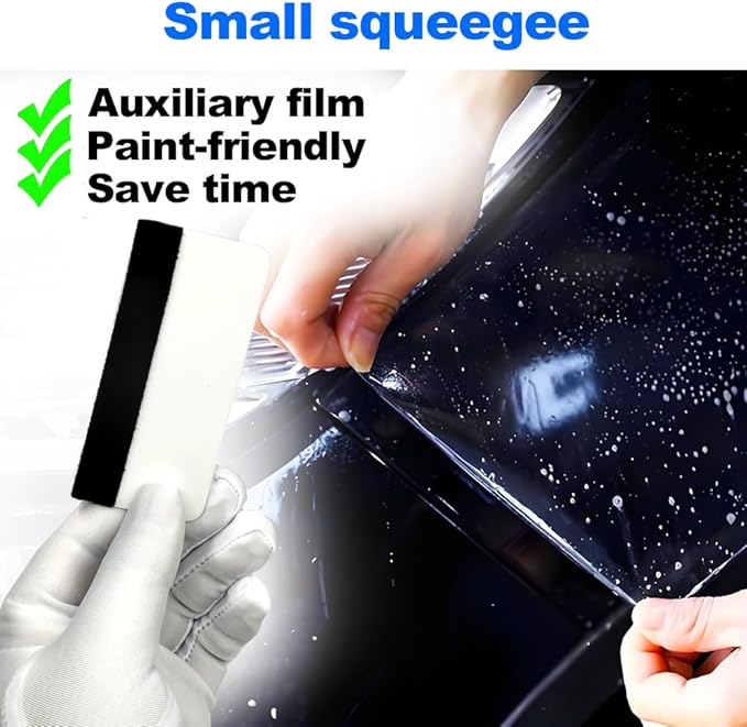 Black Felt Edge Squeegee Tool,Car Vinyl Film Wrapping Decal Glass Window Tint,Wallpaper Sticker Installation Spatula, Patching Putty Paint Flexible Small Plastic Scraper(White 10Pcs)