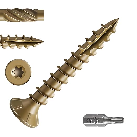 #8 * 1" Deck Screws, (3500pcs) 15 lbs.Exterior Wood Screws, Rust Resistant epoxy Coated, Bronze, T20 Star Bit