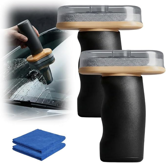 2025 Handheld Glass Oil-Film Remover, New Upgrade Emulsion Cleaner Glass Cleaning Board, Automotive Oil Film Cleaning Brush for Car Windows (2)