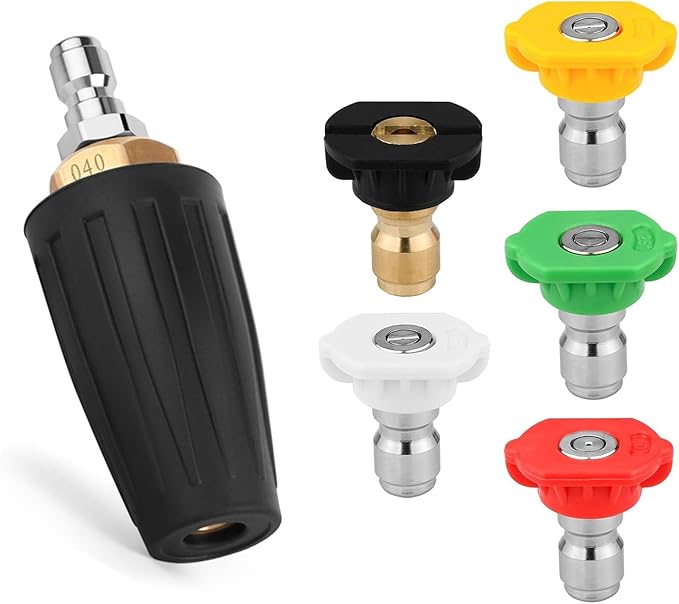 Turbo Nozzle Pressure Washer Tips,4000 PSI 4.0 GPM 4.0 Orifice,with 5 Pieces Spray Tips Kit Multiple Degrees(0, 15, 25, 40, 65 Degrees) (Black-Single nozzle)