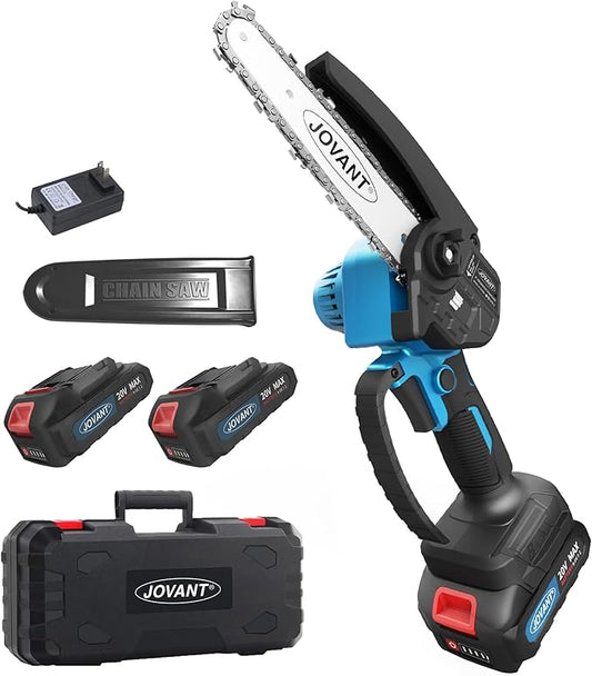 6-Inch Mini Chainsaw Cordless,Lightweight Handheld Electric Pruning Saw for Tree Trimming, Branch Cutting, Wood Cutting, Gardening - Safety Lock, Automatic Oiler, 2*batteries