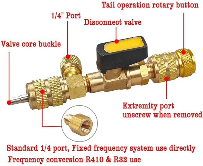 HVAC Valve Core Remover Installer with Dual Size SAE 1/4 & 5/16 Port Air Conditioning Line Repair Tools for R22 R410A