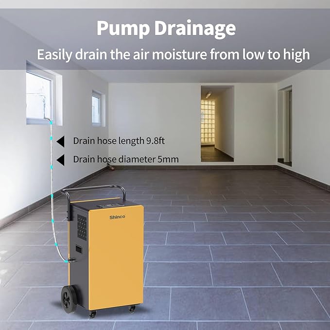 Shinco Commercial Dehumidifiers with Pump, 200 Pints Industrial Dehumidifier for Crawl Spaces, Basements Warehouse and Large Spaces up to 8,000 Sq Ft