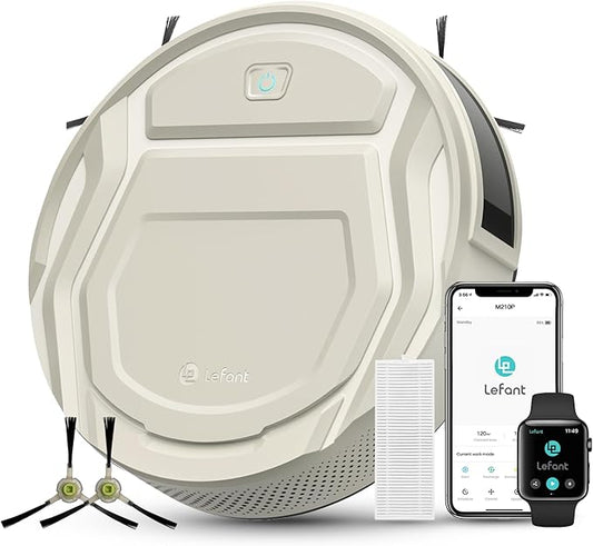 Lefant Robot Vacuum, Slim Quiet, 3 Adjustable Strong Suction Levels, Robot Vacuum Cleaner Ideal for Pet Hair Hard Floor and Daily Cleaning, WiFi/App/Alexa/iWatch Control, M210 Pro