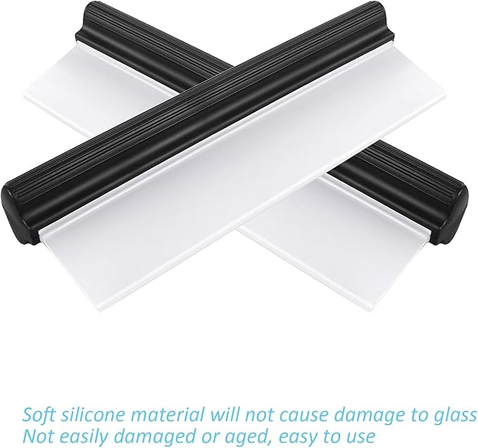2pack 12inch Car Drying Squeegee Water Blade Universal Quick Drying Squeegee Wiper Flexible T-Bar Water Blade Silicone Squeegee for Car,Glass,Windshield,Bathroom Black Handle