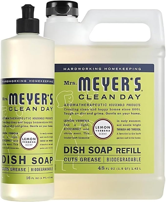 Mrs. MEYER'S Dish Soap Variety, 1 Dish Soap, 1 Refill, Lemon Verbena, 1 CT