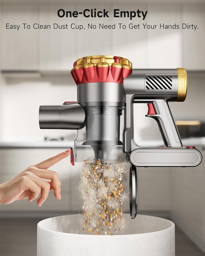 Cordless Vacuum Cleaner 580W 50Kpa Vacuum Cleaners for Home, 65 Mins Battery Stick Vacuum Anti-Tangle, Self-Standing, 8-in-1 Lightweight Vacuum for Hardwood Floor/Carpet/Pet Hair