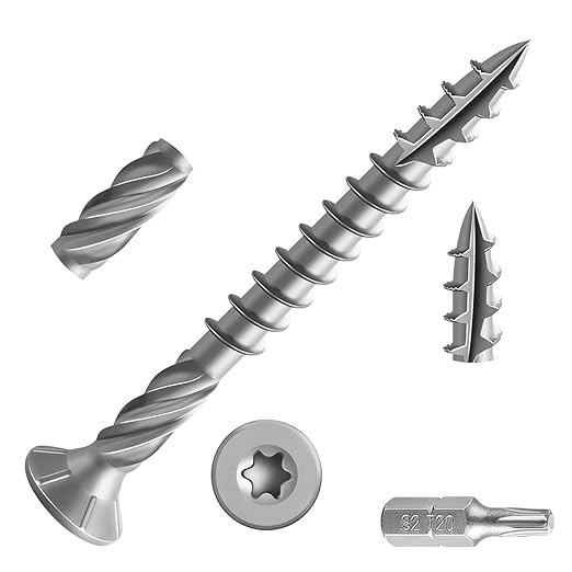 #8 * 2" 304 Stainless Steel Deck Screws, (174pcs) 1 lbs.Exterior Wood Screws, Rust Resistant Epoxy Coated, Bronze, T20 Star Bit