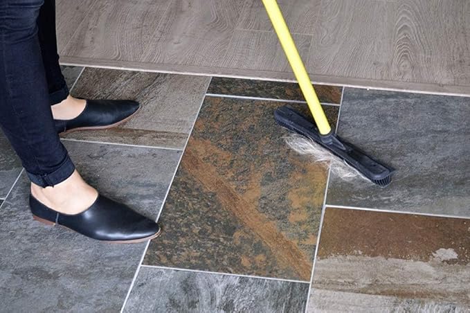 FURemover Original Pet Hair Rubber Broom with Squeegee, with 58” Telescopic Handle for Carpet, Tile and Hardwood and Scrub Cloth Combo