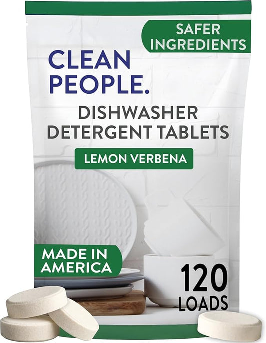 The Clean People Dishwasher Tablets - Cuts Grease & Rinses Sparkling Clean - Residue-Free - Phosphate Free Dishwashing Tablets (120 Count, Lemon Verbena)