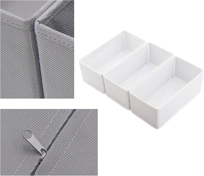 3-Pack Breathable Mesh Drawer Organizer - Foldable Storage for Bras & Baby Clothes, Sock $ Underwear White Fabric Dividers for Nursery & Bedroom