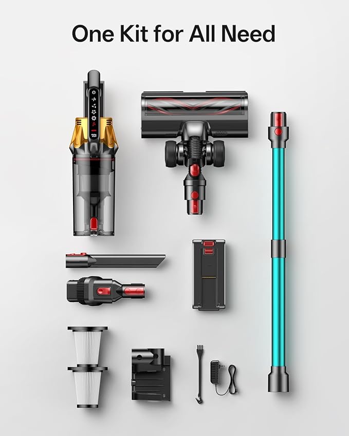 Cordless Vacuum Cleaner, 650W 55KPa 60Mins Vacuum Cleaners for Home, 8-in-1 Stick Vacuum with Charging Dock Station, Powerful Suction, Rechargeable, Versatile for Carpet, Hard Floor, Pet Hair